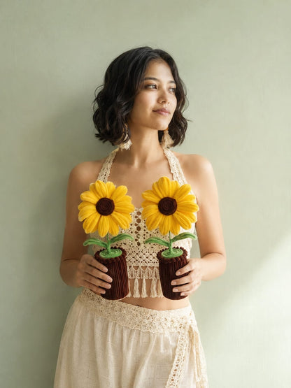 Forever Blooming Sunshine Sunflower | Handmade Pipe Cleaner Flower Planter