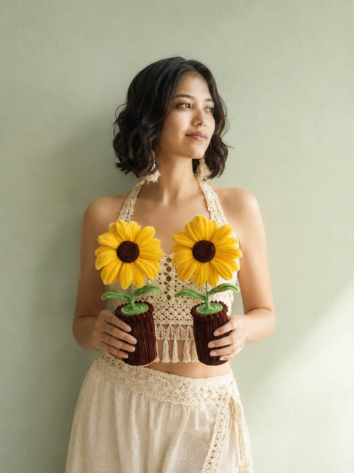 Forever Blooming Sunshine Sunflower | Handmade Pipe Cleaner Flower Planter