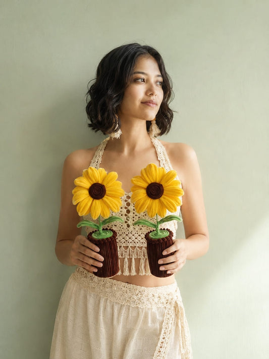 Forever Blooming Sunshine Sunflower | Handmade Pipe Cleaner Flower Planter