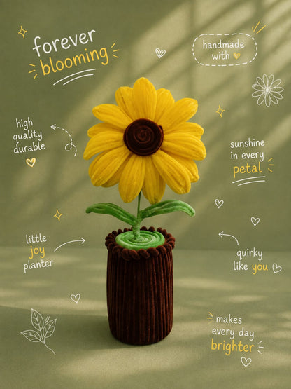 Forever Blooming Sunshine Sunflower | Handmade Pipe Cleaner Flower Planter